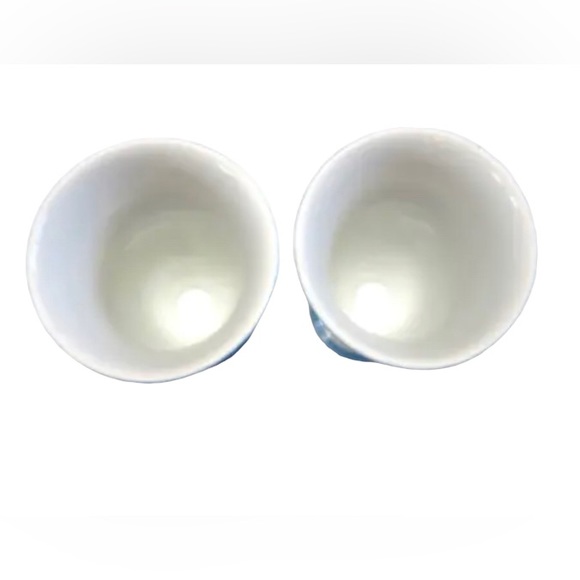 Vintage Pedestal Glasses Parfait Cup White Blue Flower Set Of Two - Picture 3 of 4